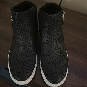Kenneth Cole high top leather animal print black shoes